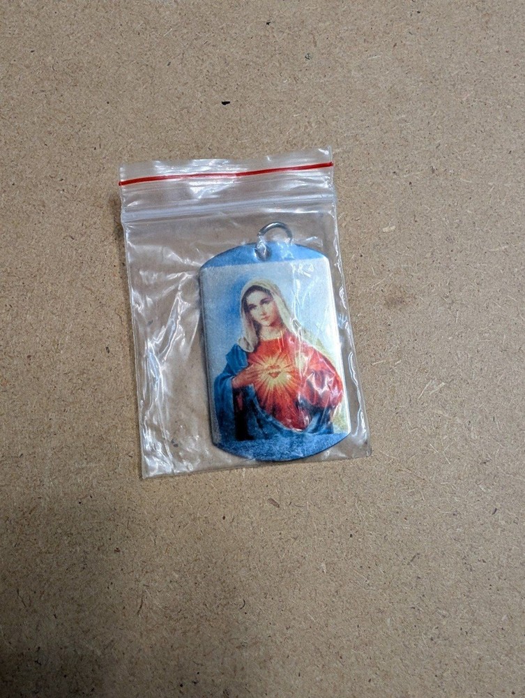 Stainless Steel Virgin Mary Dog Tag Style Necklace Pendant only, W03