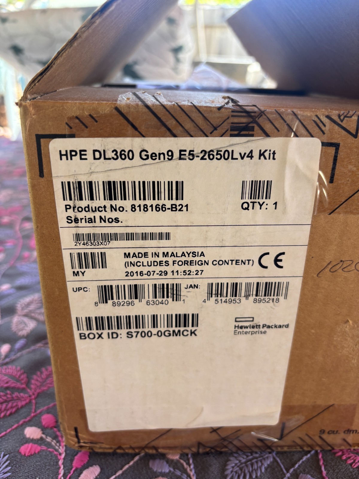 HPE DL360 Gen9 Xeon E5-2650Lv4 1.7GHz 35MB 65W Processor Kit SERVER 818166-B21