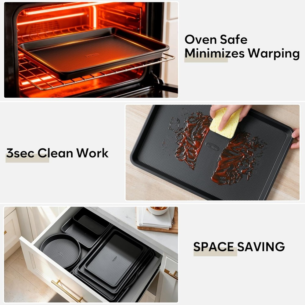 10-Piece Nonstick Baking Pan Set 0.8MM Thick Stackable Bakeware Sets