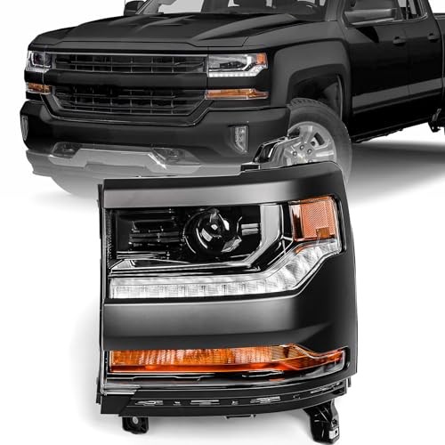 Headlight Assembly Compatible with Chevy Silverado 1500 2016 Left Driver Side