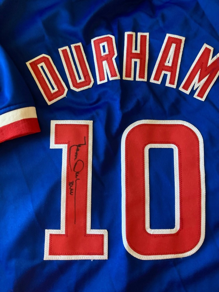 Cubs Leon Durham signed jersey with WCOA