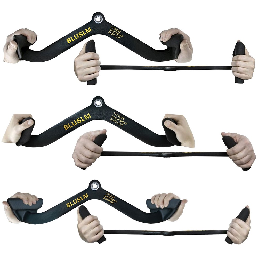 7Pcs LAT Pull Down Bar for Cable Machine Pulldown T Bar V Bar Cable Attachments