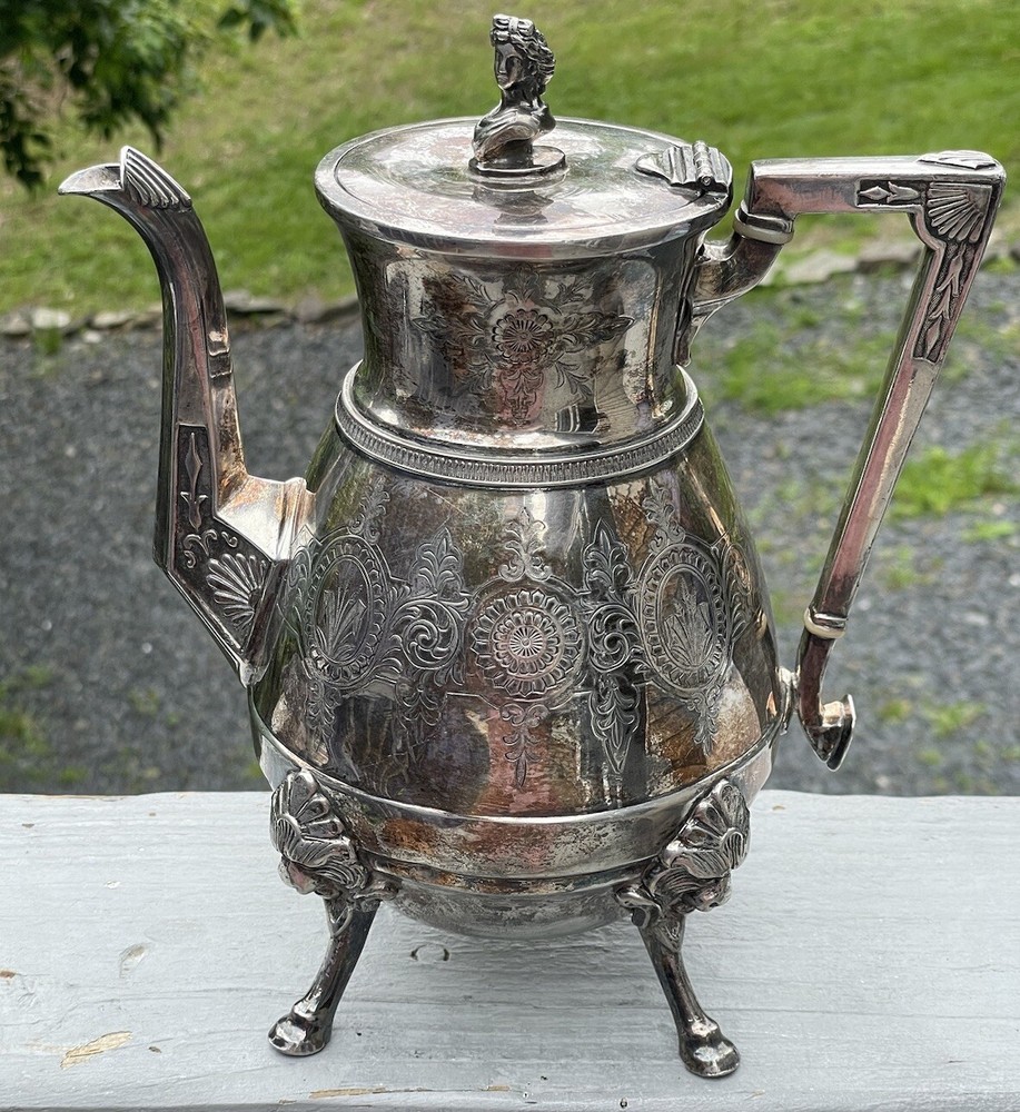 Antique Silverplate Webster Mfg. Co. Teapot Neoclassical Art Deco Figural Bust