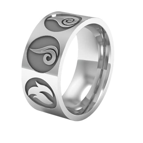 Solid 925 Sterling Silver Element Ring Fire Water Earth Air Symbols For Her