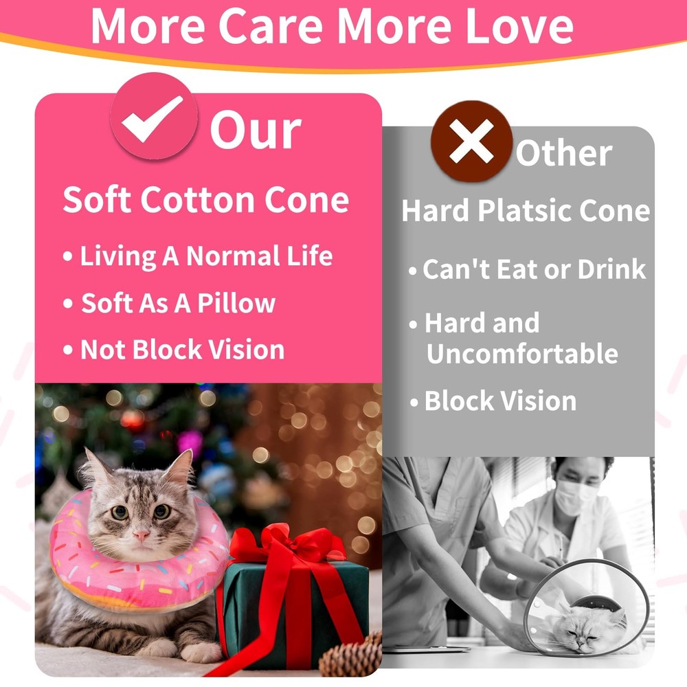 Soft Cat Cone Collar Adjustable Recovery Donut for Kittens