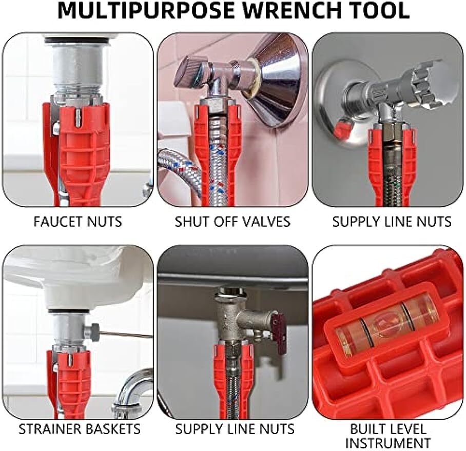 Faucet Sink Installer 8 in 1 Multi Tool Pipe Wrench Plumbing for Kitchen Bathroo