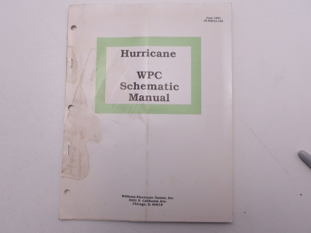 Williams: Hurricane - Schematic Manual - Cover Stained