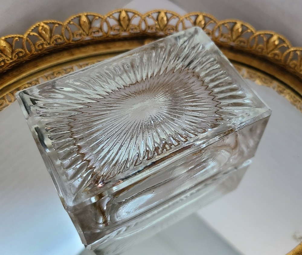 vtg CLEAR rectangular shape MASTER SALT CELLAR DIP OPEN MINT DISH Free Ship US