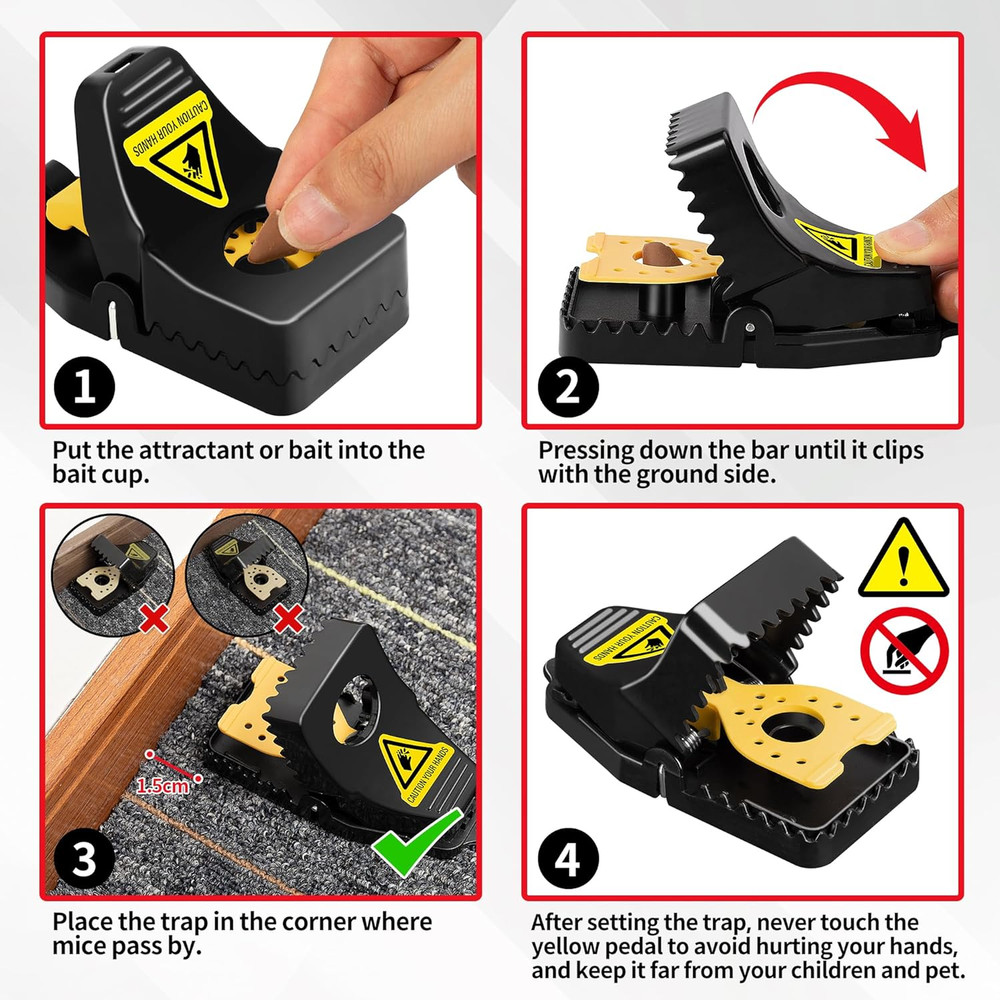 Mouse Traps, 6 Pack Snap Rat Traps, Quick-Set Reusable Sanitary Mice Traps, R...