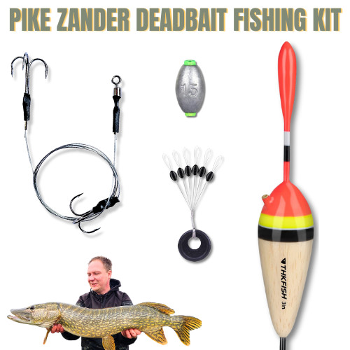 Pike Float Fishing Kit – 1 Float, Rig, Weight, Bead & Float Stops – Ready to GO