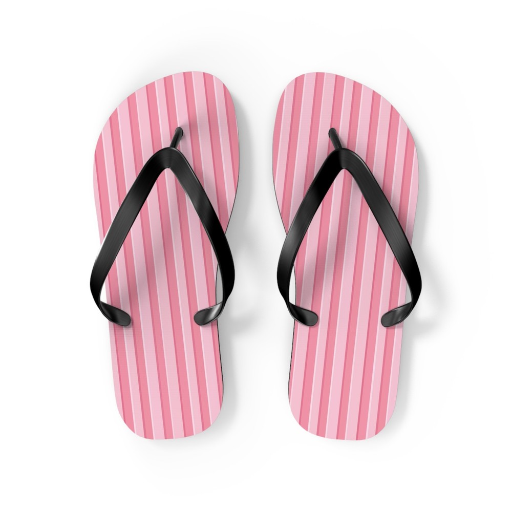 Pink Striped Flip Flops – Summer Beach Sandals