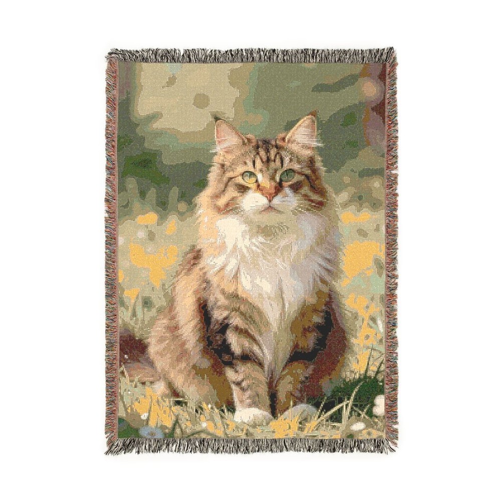 Norwegian Forest Cat Woven Throw Blanket