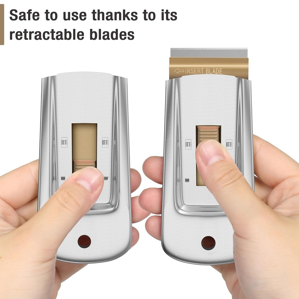 Bates- Metal Razor Blade Scraper, 2 Pack, 30 Extra Blades, Scraper for Cleaning,