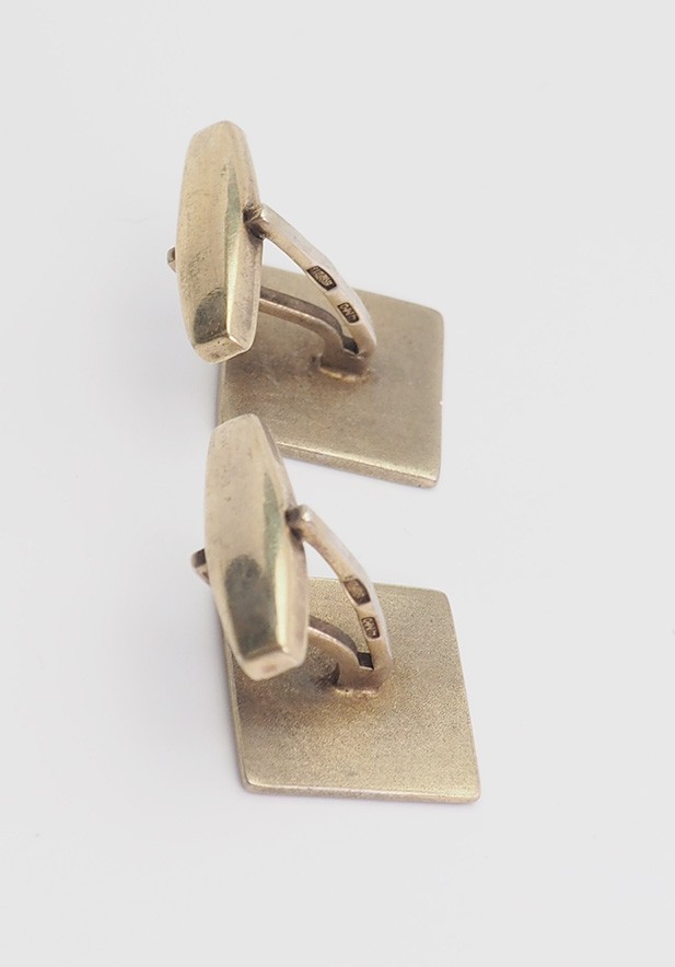 Vintage Russian niello 875 silver retro square cufflinks