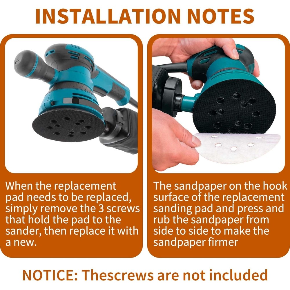 Sander Replacement Pads for DeWalt Orbital: 5 Inch 8 Hole Hook and Loop Sande...