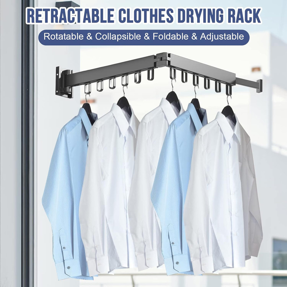 MIFXIN Clothes Drying Rack Foldable Wall Mounted Retractable Laundry Drying Rack