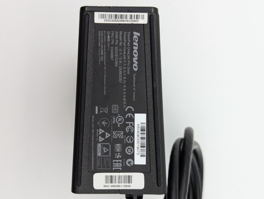 Lenovo ThinkPad OneLink Pro Dock DU9033S1 USB 3.0 Docking Station Kit