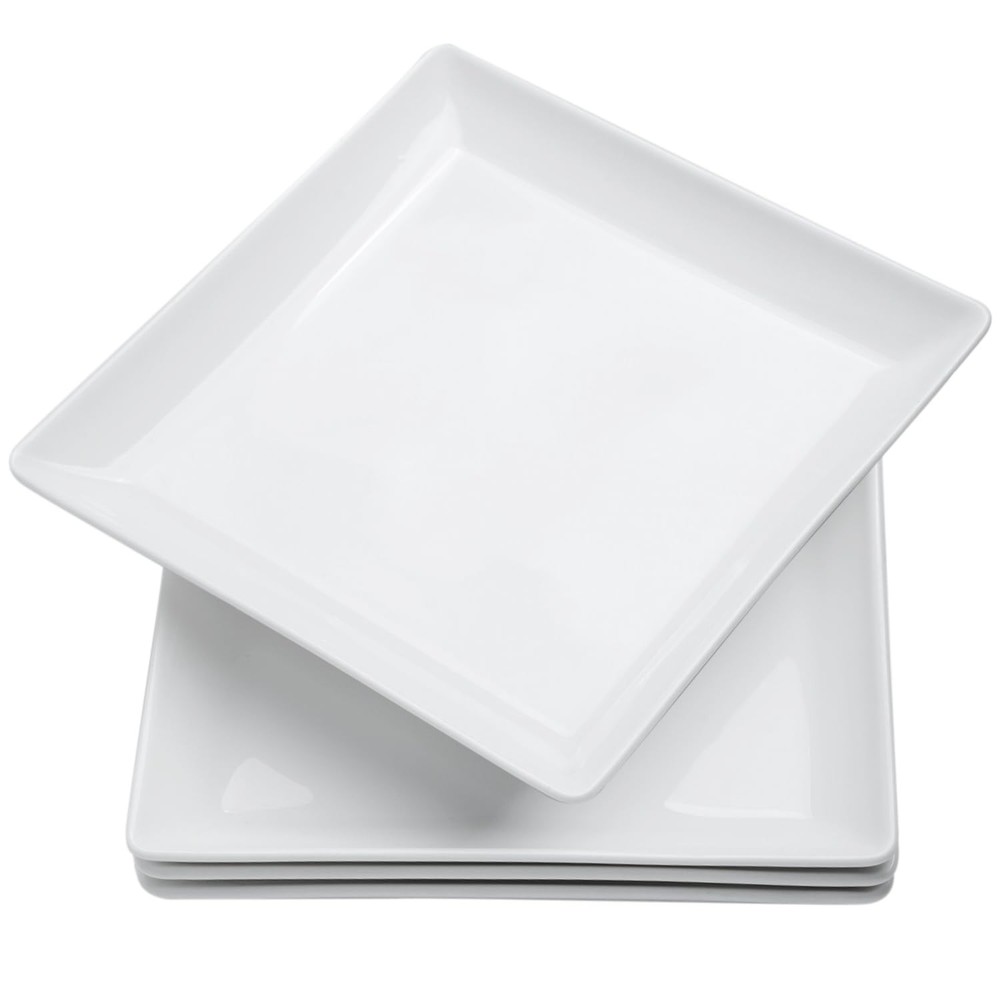 KITCHENLESTAR Ceramic Square Dinner Plates,7.7 Inch Square Serving Plate for Ste