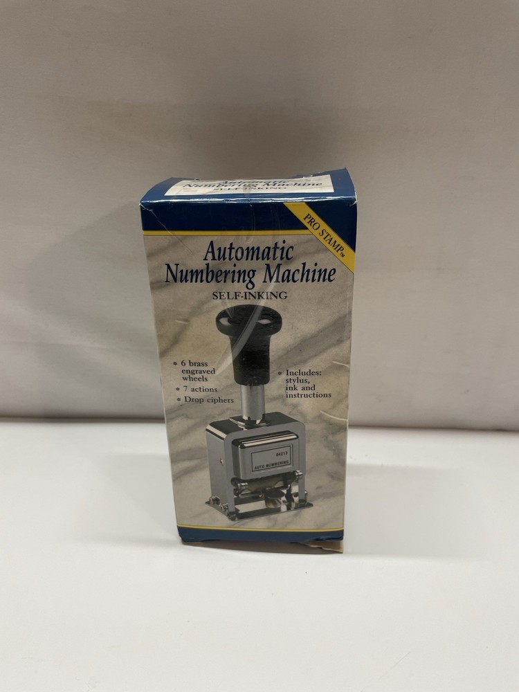 Automatic Numbering Machine Self Inking 6 Brass Wheels 7 Actions With Ink
