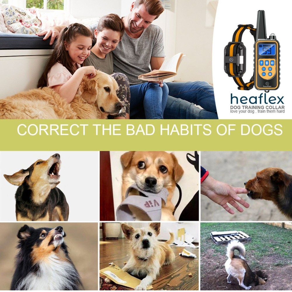 Heaflex 3 Dogs Training Collar Remote E-Shock Safe Training Modes 3-Dog Collar
