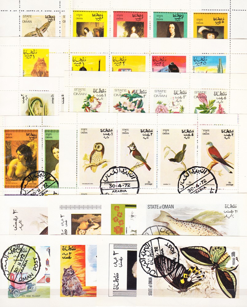 W OMAN STATE LOT 01 - USED SETS SOUVENIR SHEETS