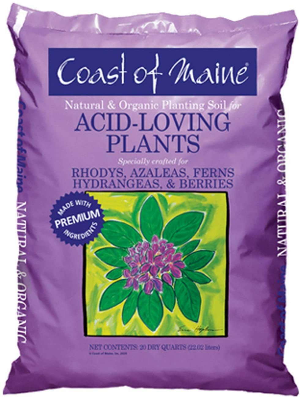 Coast of Maine Organic Potting Soil for Acid Loving Plants, 20 Qt Bag (2 Pack)