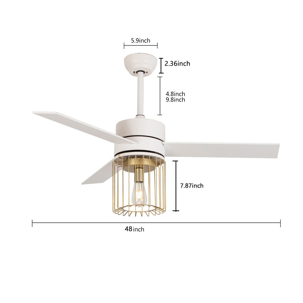 Modern 48 In. LED Indoor White Ceiling Fan with Light Kit and Remote Controller!