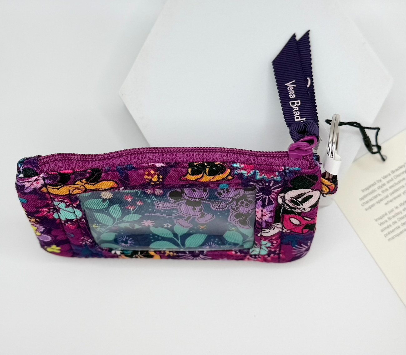 Vera Bradley Disney MICKEY MINNIE Mouse SWEET FLORAL Zip ID Card Case Key Ring