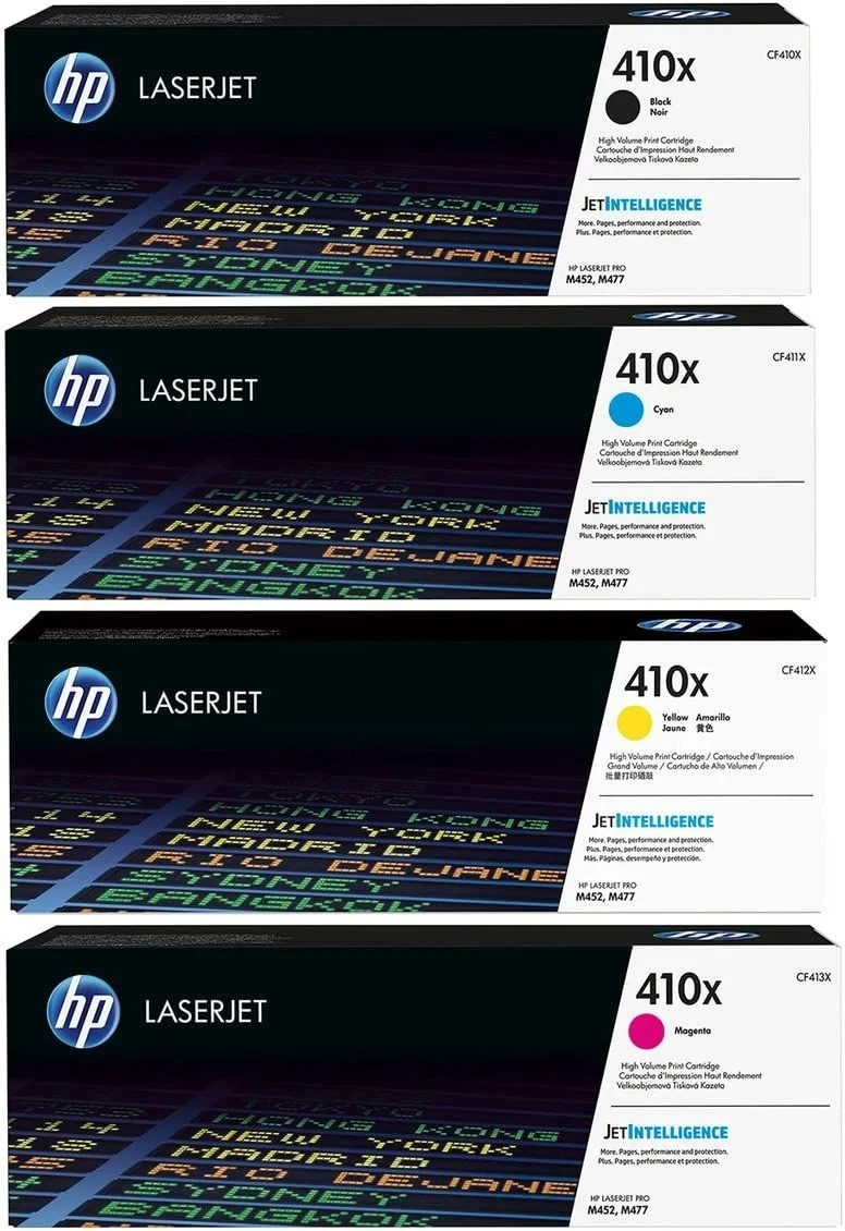 HP 410X (CF410X) High Yield Toner Cartridge 4-Pack(Black, Cyan, Magenta, Yellow)