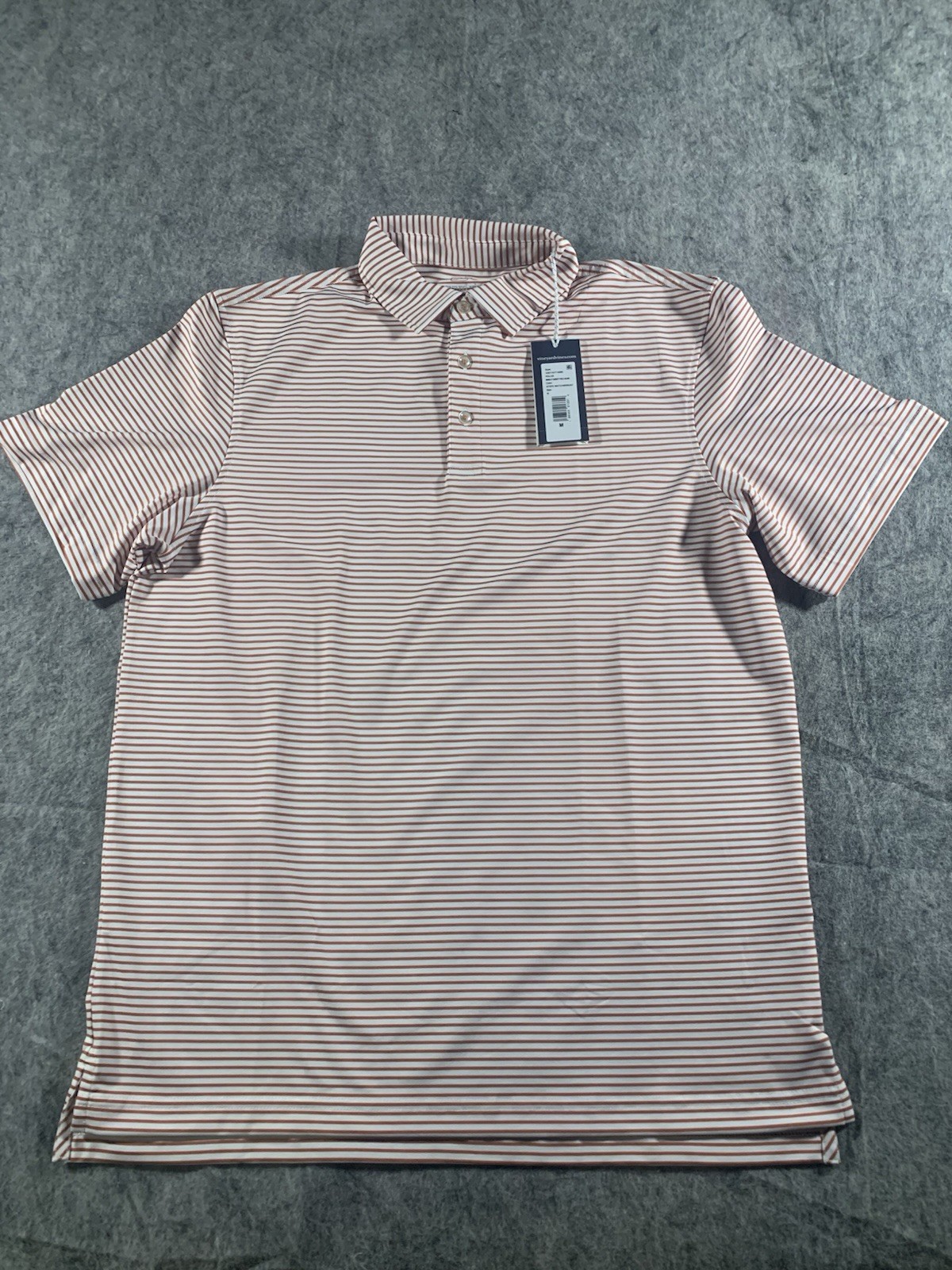 NWT Vineyard Vines Performance Golf Red / White Striped Polo Shirt Mens Size M
