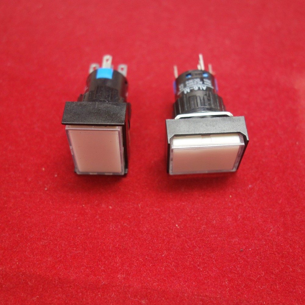 2PCS 16MM Retangular White LED ILLUMINATED Momentary PUSH BUTTON 2NO/2NC 2POLES