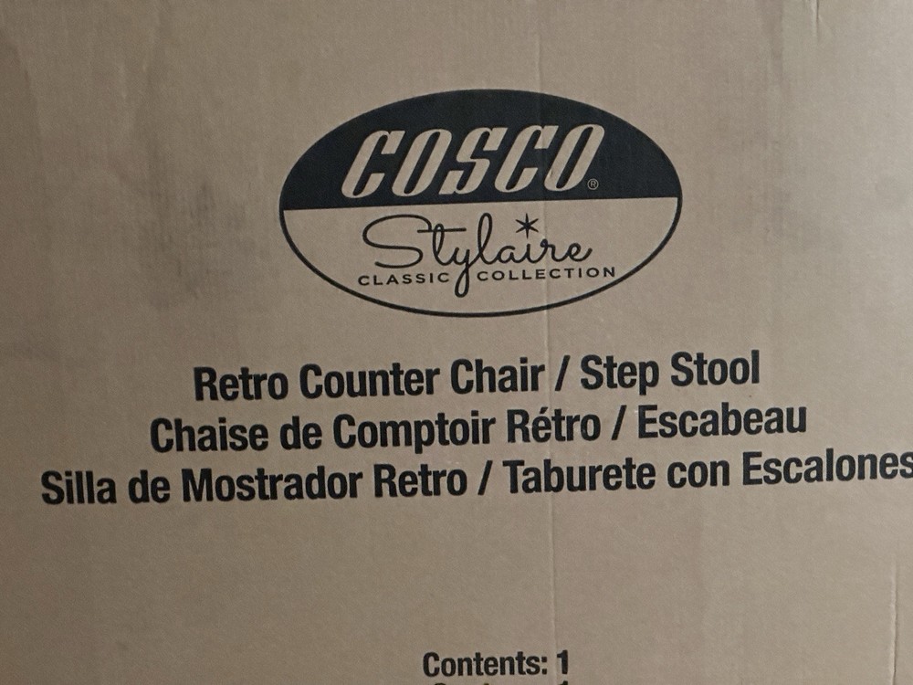 Cosco Retro Counter Chair/Step Stool, Sliding, Red