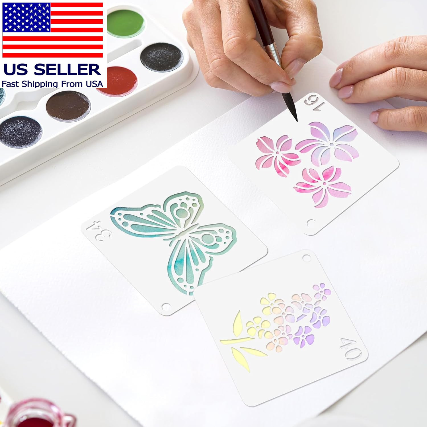 64Pcs Stencils for Painting on Wood, Reusable Stencil Crafts Drawing Templates,