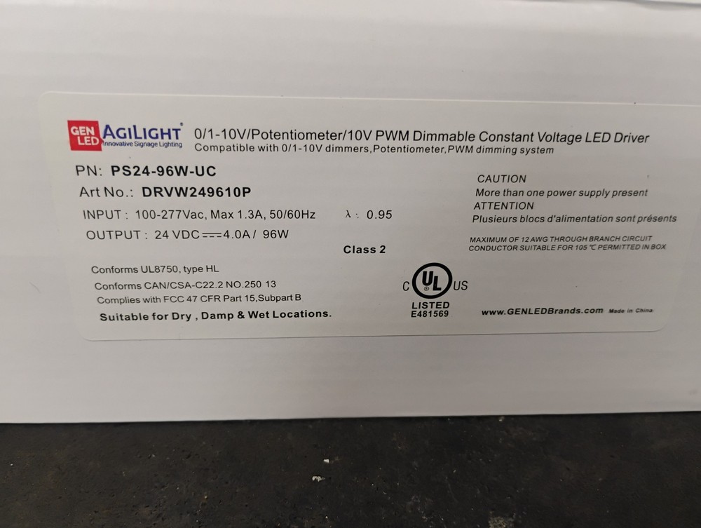 PS24-96W-UC Agilight Dimmable Constant Voltage LED Driver