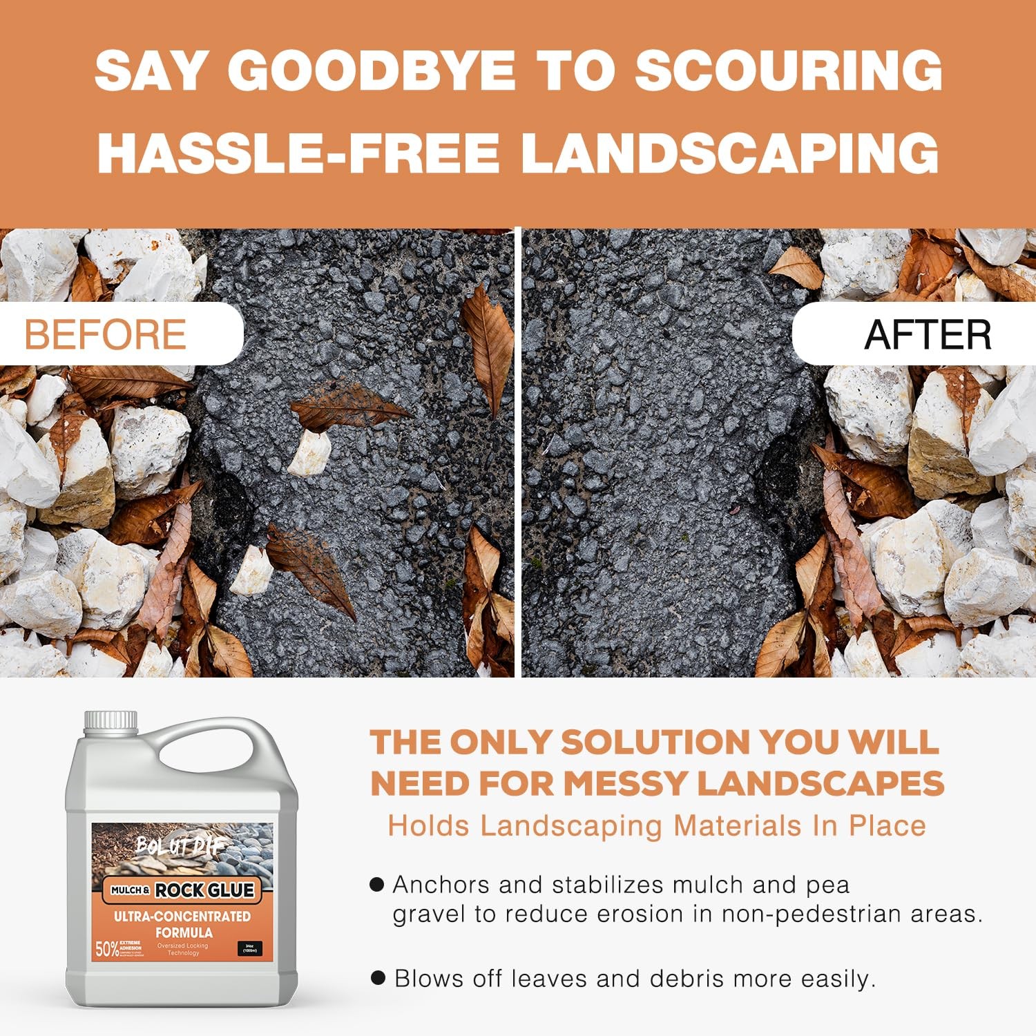 34 OZ Mulch Glue for Landscaping, Rock Glue for Landscaping and Stabilizing M...