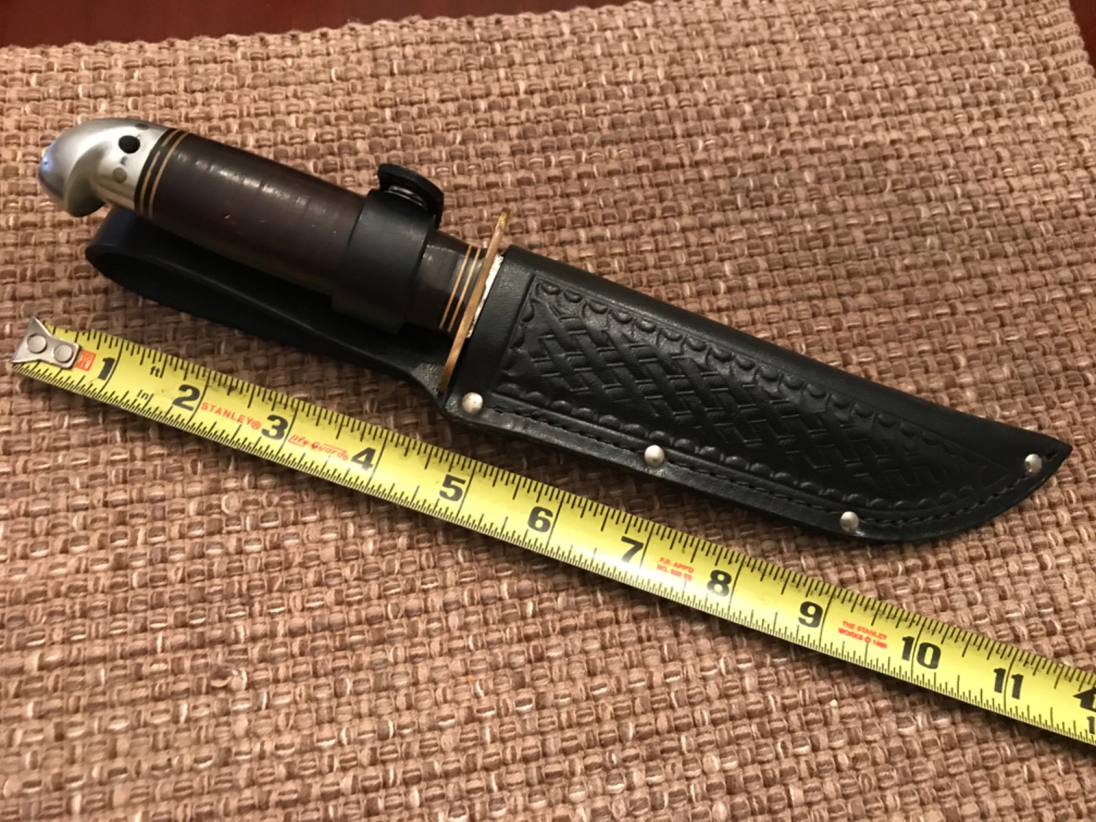 Vintage Western G46-6 Shark WWII Combat Knife Stacked Leather grip & sheath