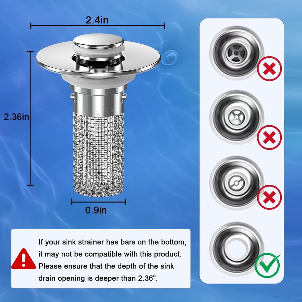 2PCS Versatile Sink Strainers with Durable Brass Core & Eco-Friendly Design