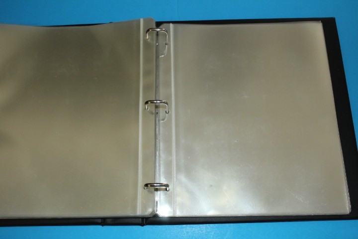 GK Black 3 Ring binder inc 90+ clear document size pg w Dustcase BlueLakeStamps