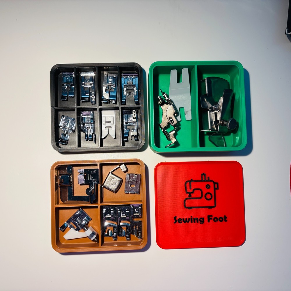 Stackable Sewing Machine Presser Foot Organizer – 3D Printed Storage Box Set