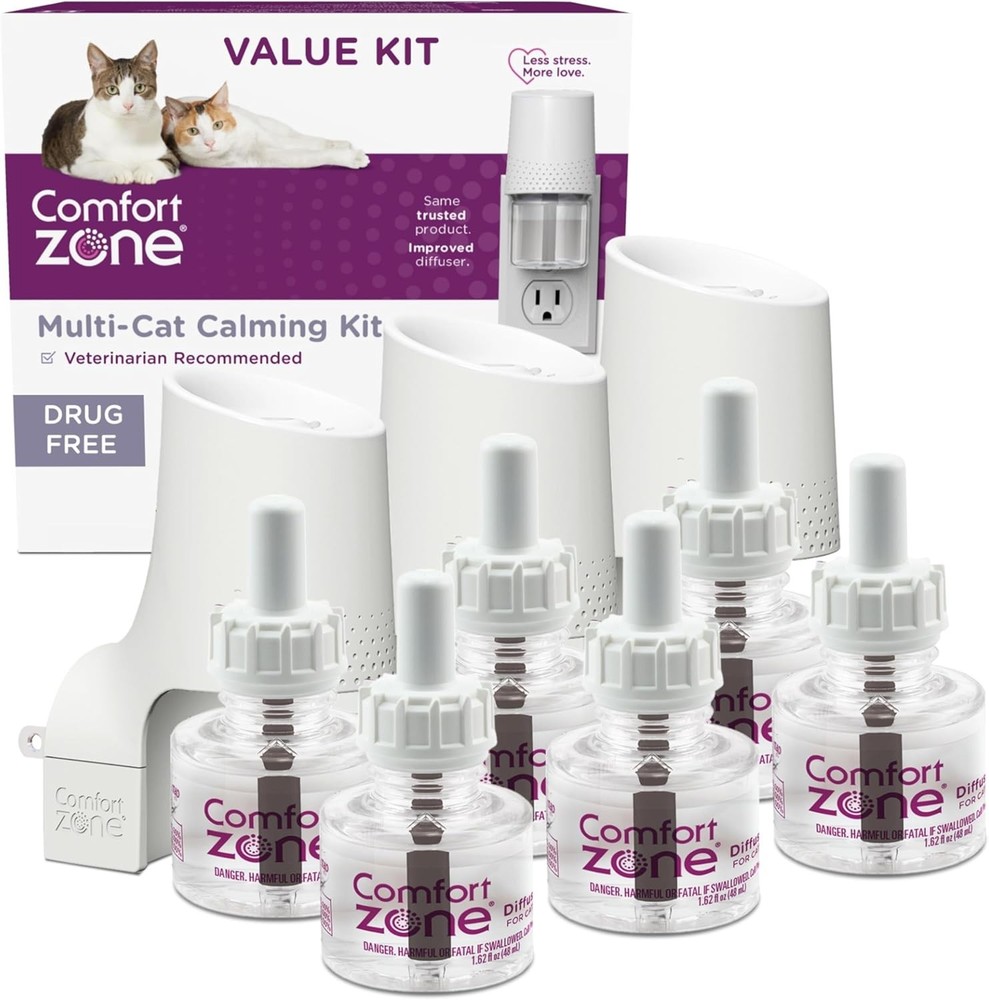 Value Kit; 3 Multicat Diffusers & 6 Refills; Cat Calming Pheromone; Reduce