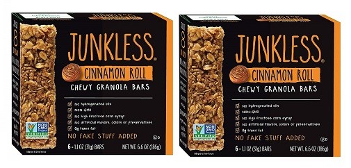 Junkless Non-GMO Chewy Granola Bars Cinnamon Roll 2 Pack
