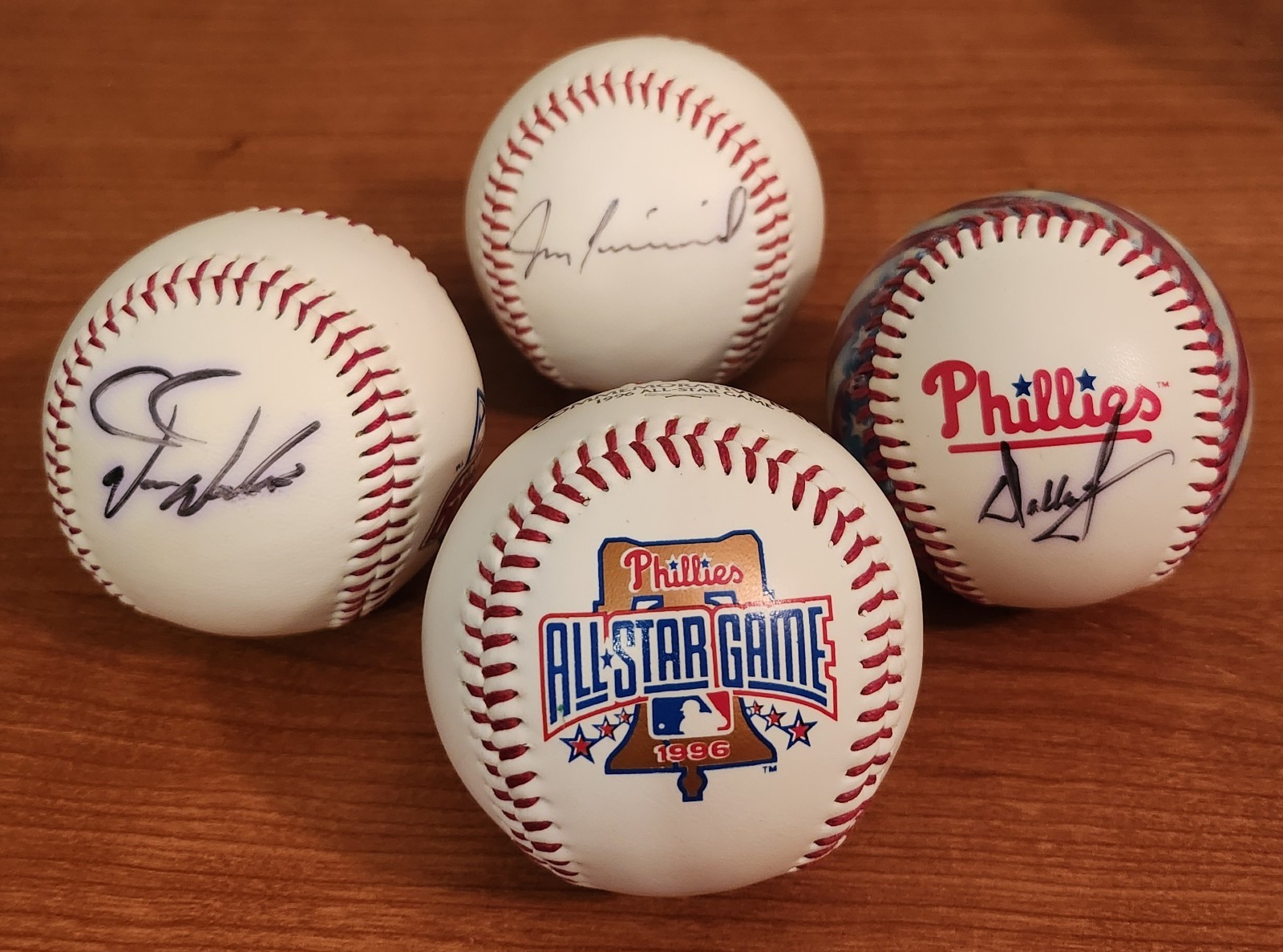 Lot 4 Phillies Baseballs Dallas Greene Darren Daulton Jim Eisenreich Autograph