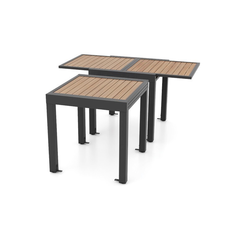31.5-63" Patio Outdoor Dining Table Rectangular Extendable Table for 4-6 People
