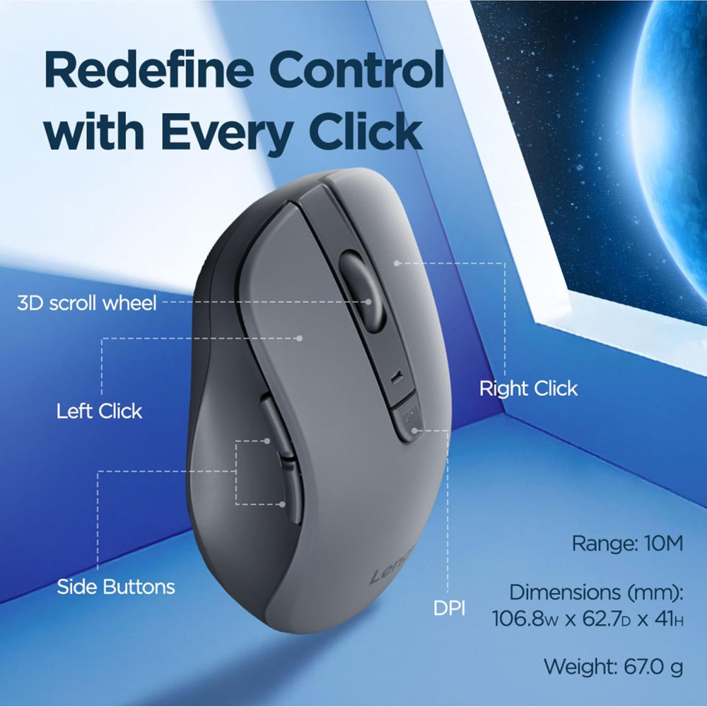 WL310 Bluetooth Silent Mouse, Ergonomic, Adjustable DPI, Silent Clicks, Bluetoot