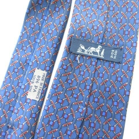 HERMES tie 100 silk 896PA all over pattern navy