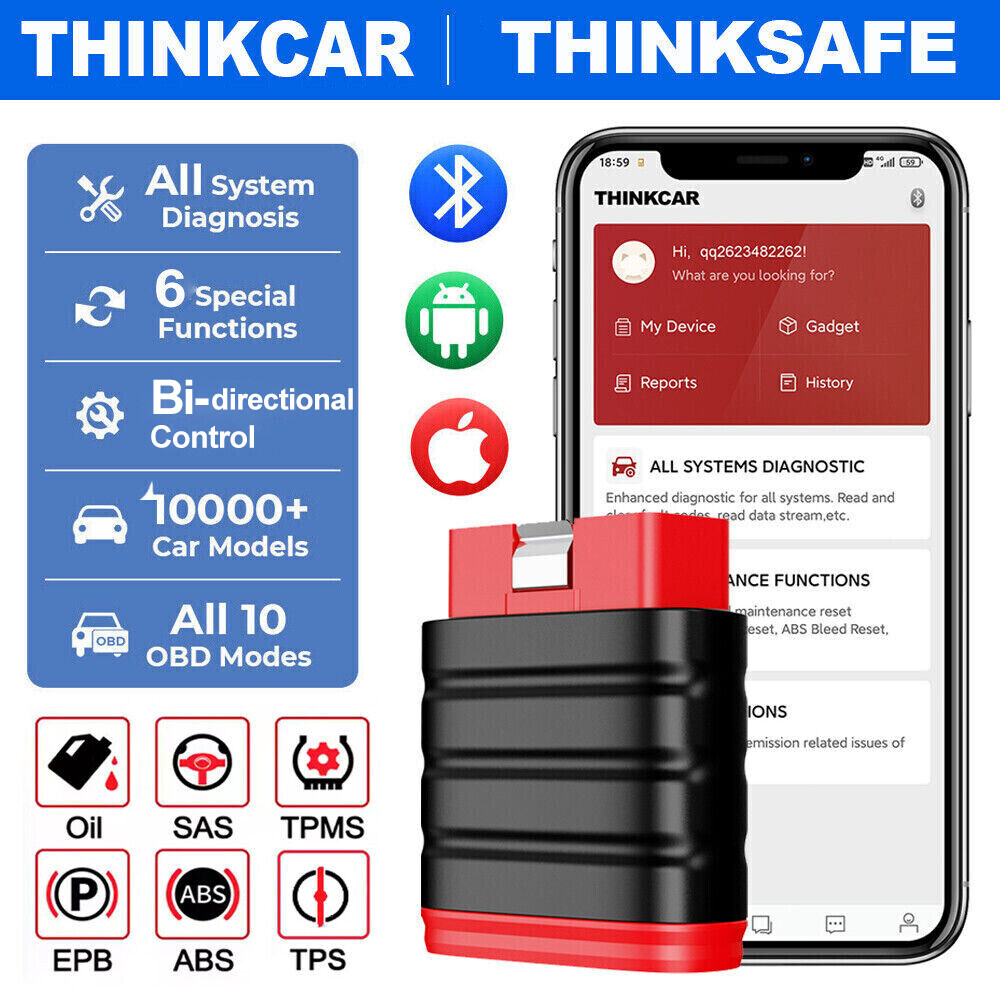 ThinkSafe OBD2 Diagnostic Scanner Bluetooth All System Bidirectional ABS SRS BMS