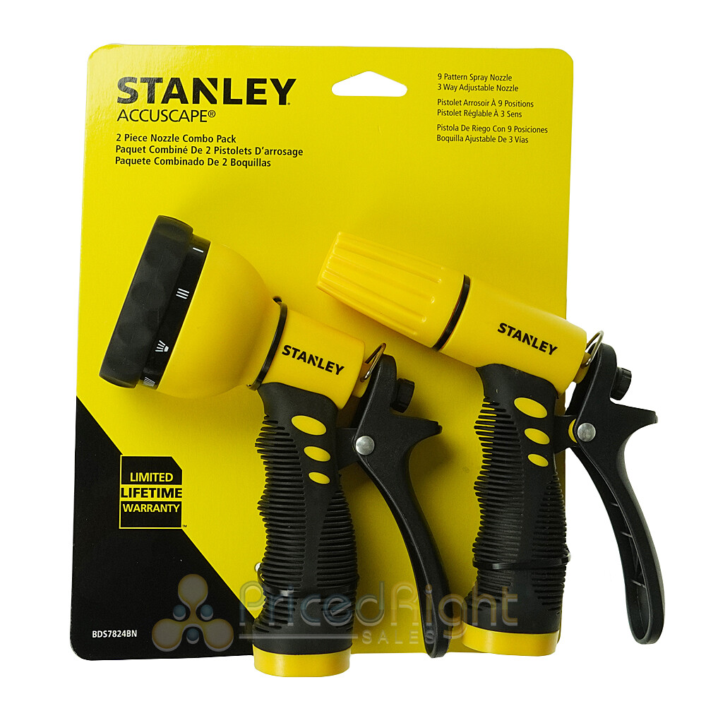 Garden Hose Spray Nozzle Set 3 Piece Combo Pack Multi Pattern Stanley Accuscape