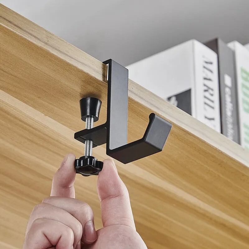1/2pc Adjustable Desk Hook – Headset & Backpack Hanger, Punch-Free Mount