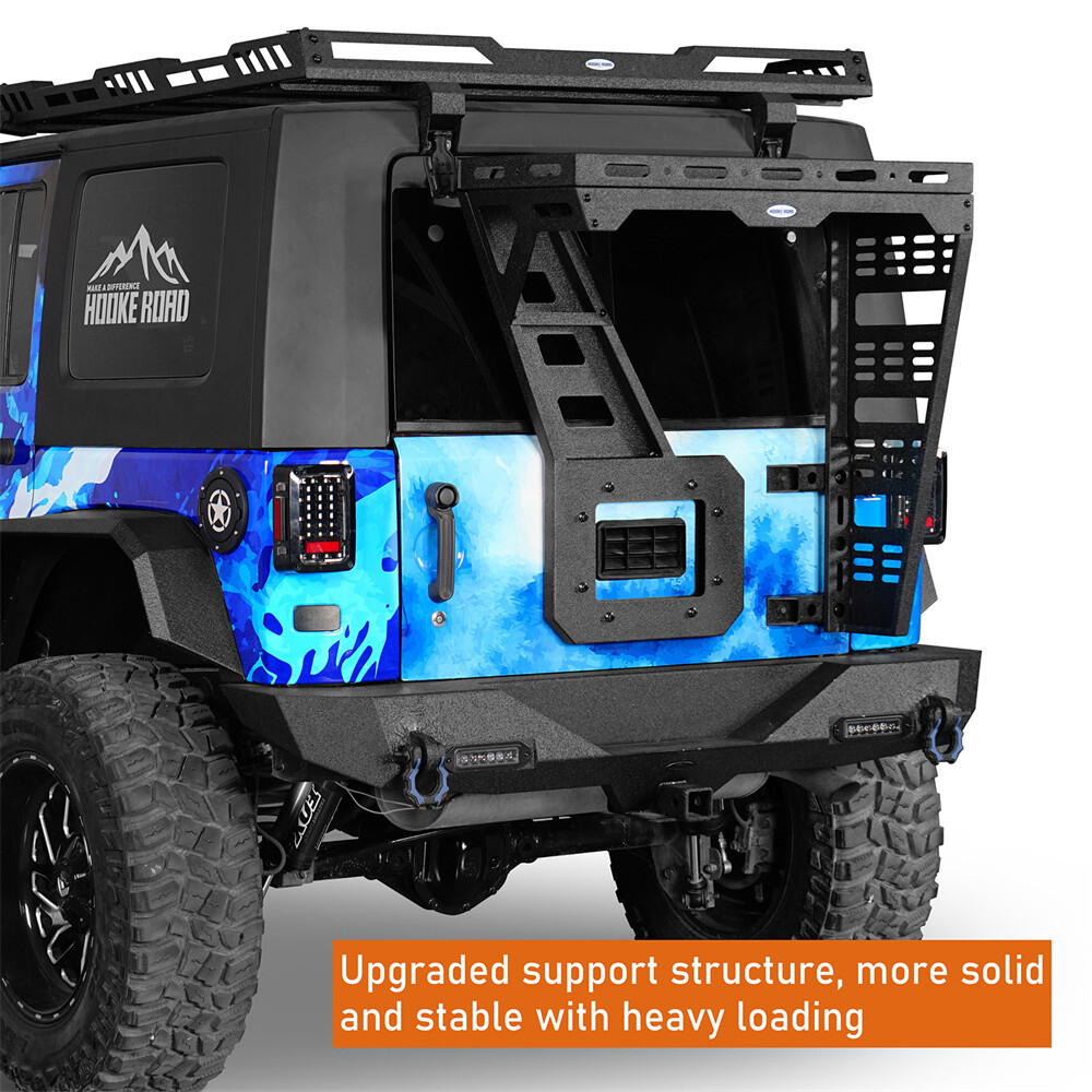 Hooke Road Tailgate Basket Rear Cargo Rack w/ Hinge for 07-18 Jeep Wrangler JK