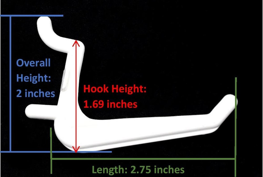 Plastic JUMBO White L HOOK Peg Board Kit Tool Storage Craft Hooks Pick A Pack